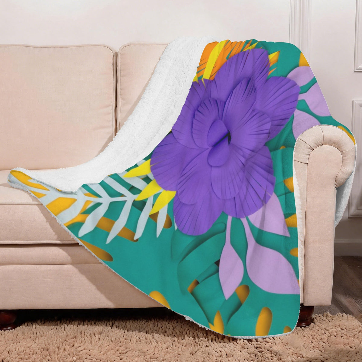 Custom Sherpa Fleece Blanket — 50 × 60 in — supplier reference image
