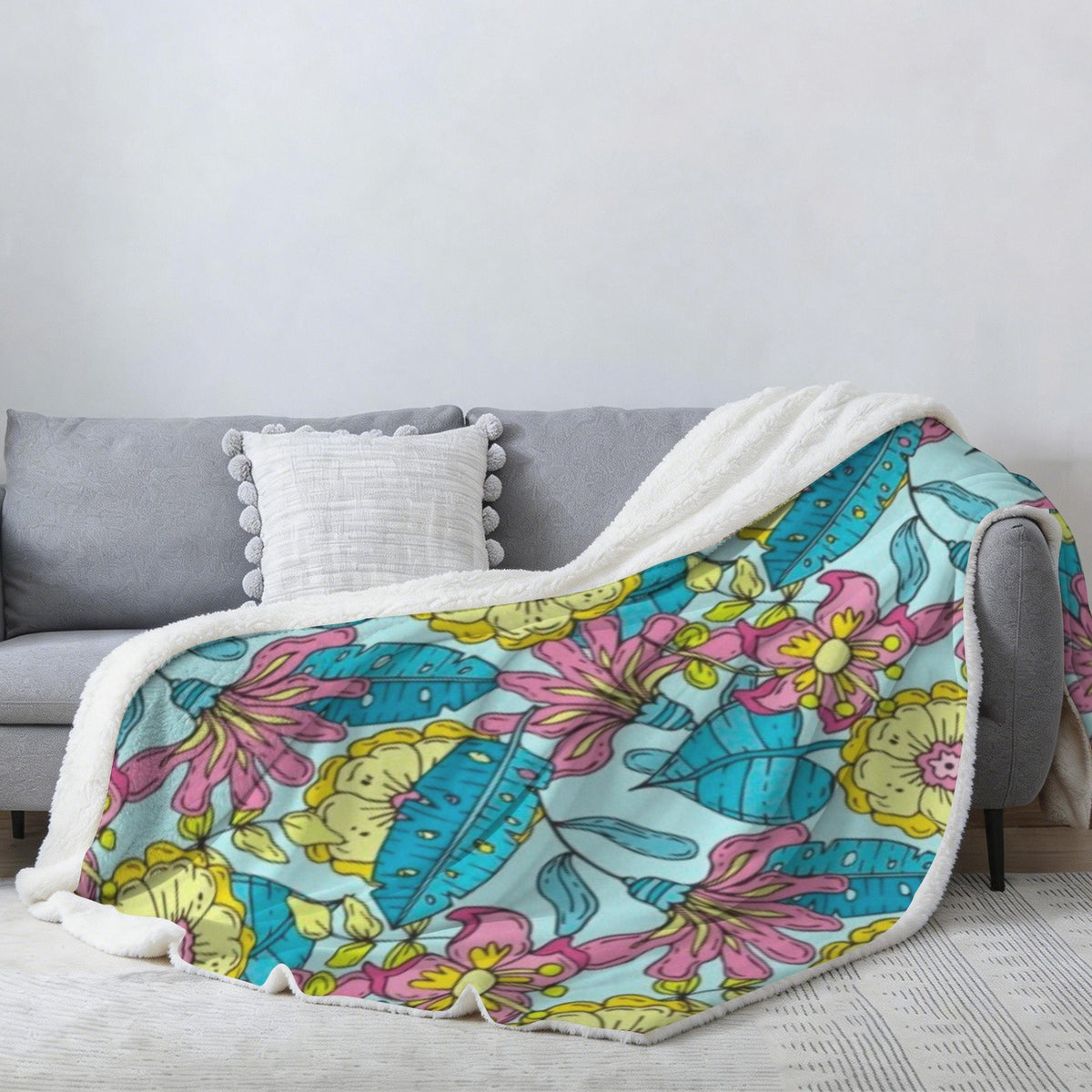 Custom Sherpa Fleece Blanket — 80 × 90 in — supplier reference image