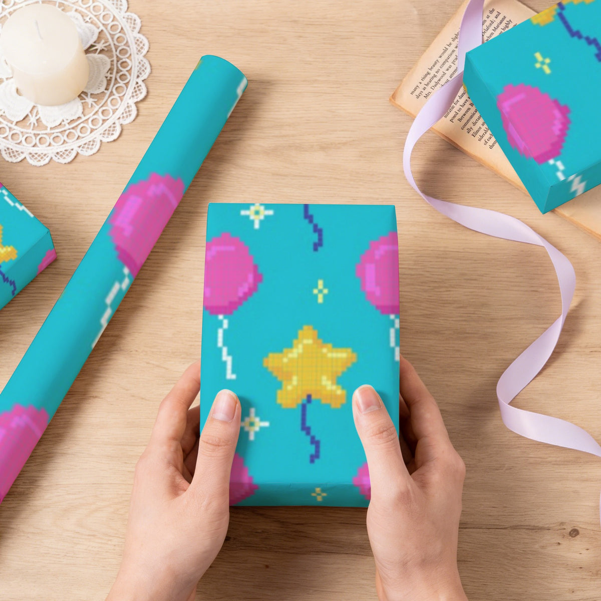 Custom Coated-Paper Gift Wrap — 58 × 22 in (5 Pieces) — supplier reference image