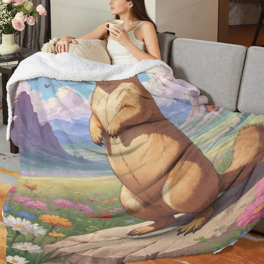 Custom Sherpa Fleece Blanket — 90 × 90 in — supplier reference image