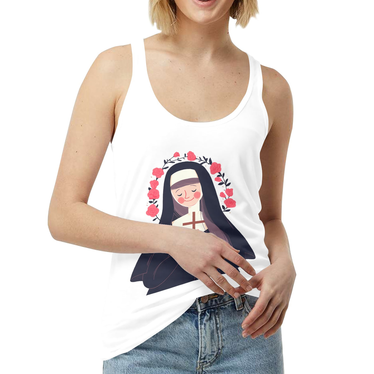 Custom Women's Cotton-Blend Tank Top — Front Print — supplier reference image