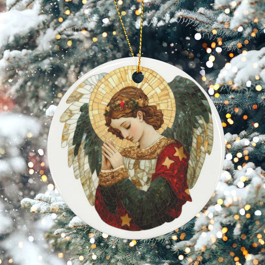Custom Round Ceramic Ornament — 2.9 in — supplier reference image