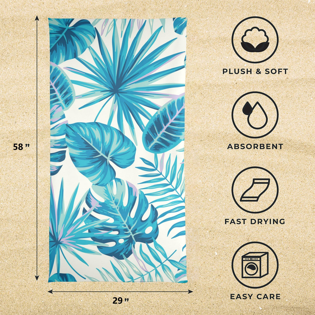 Custom Beach Towel — 29 × 58 in — supplier reference image