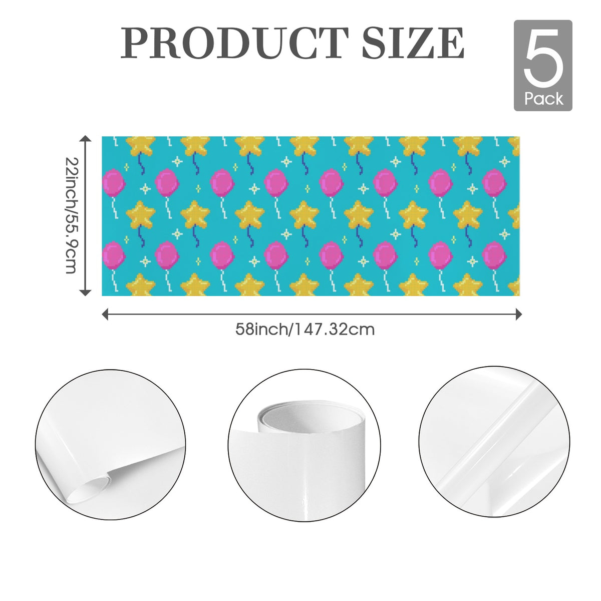 Custom Coated-Paper Gift Wrap — 58 × 22 in (5 Pieces) — supplier reference image