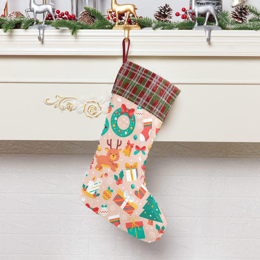 Custom Sequin Christmas Stocking — 10 × 15.2 in — supplier reference image