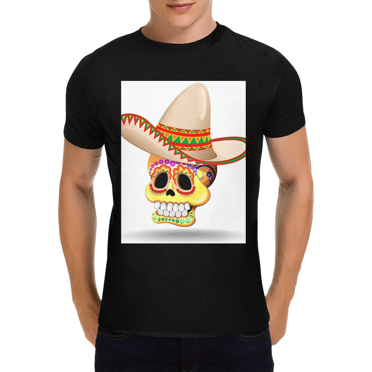 Custom Men's Cotton T-Shirt — White — supplier reference image