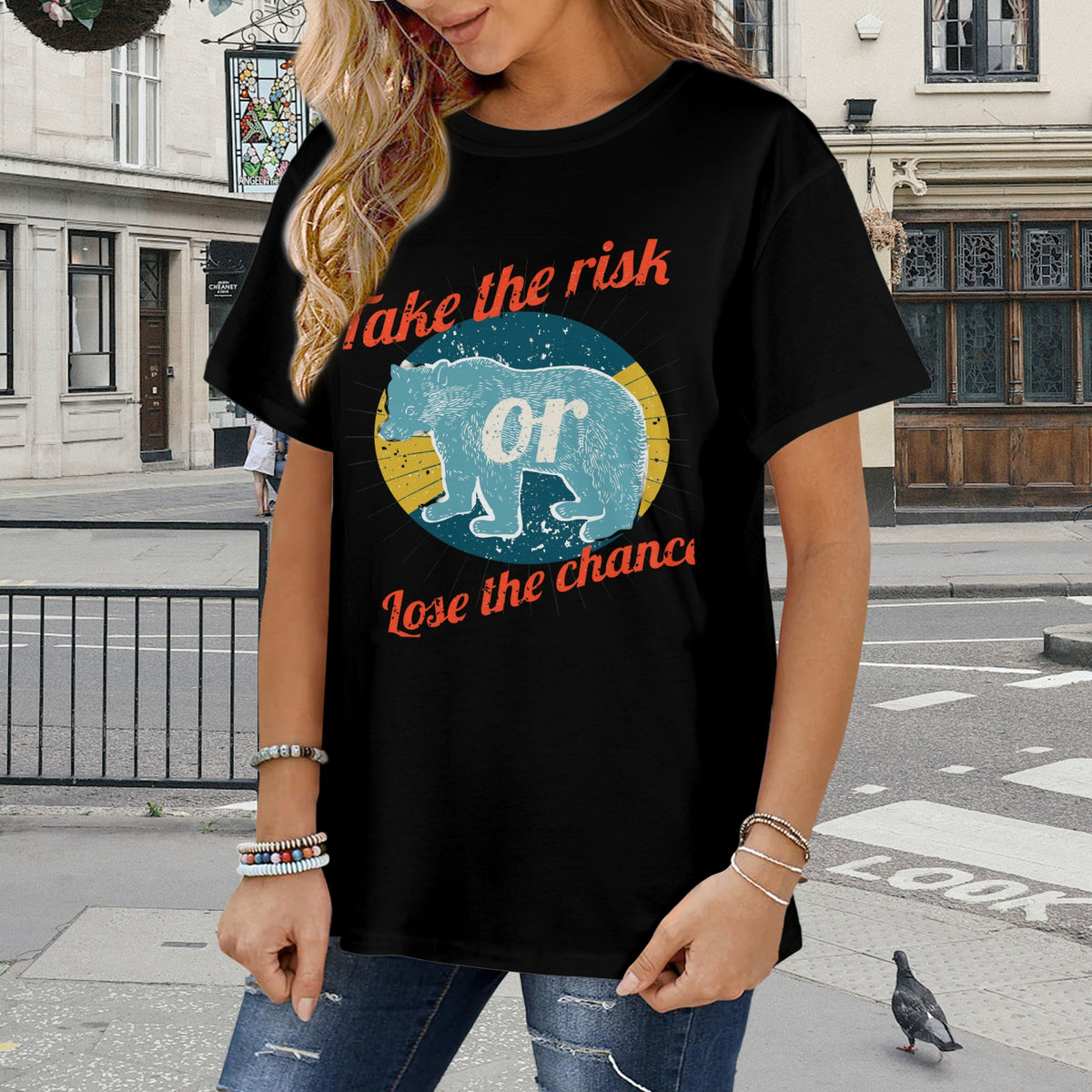 Custom Women's Cotton T-Shirt — Front Print — supplier reference image