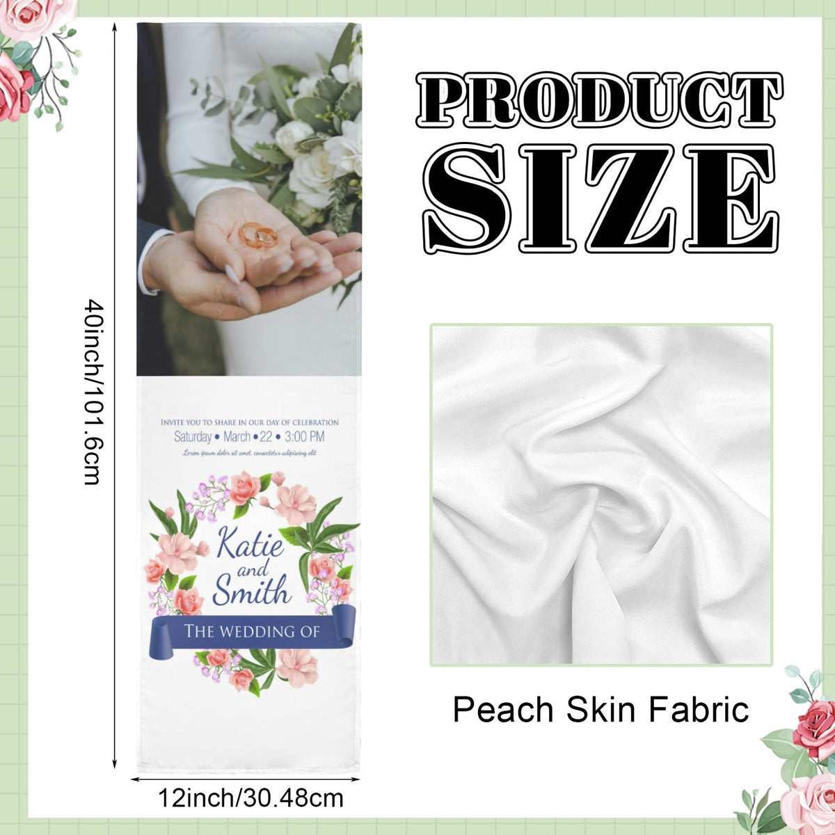 Custom Peachskin Tapestry — 12 × 40 in (Sewn Edges) — supplier reference image