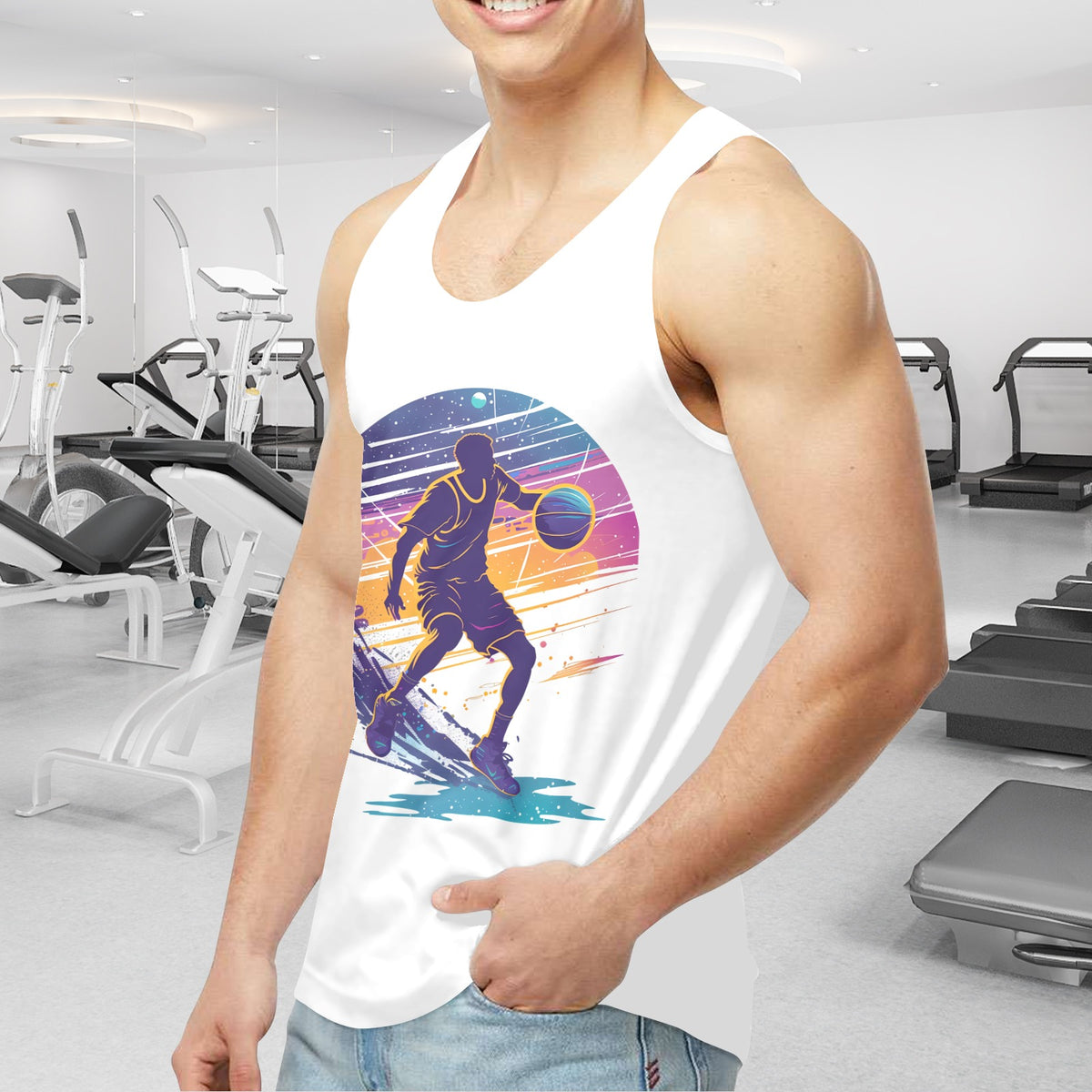 Custom Men's Cotton-Blend Tank Top — Front Print — supplier reference image